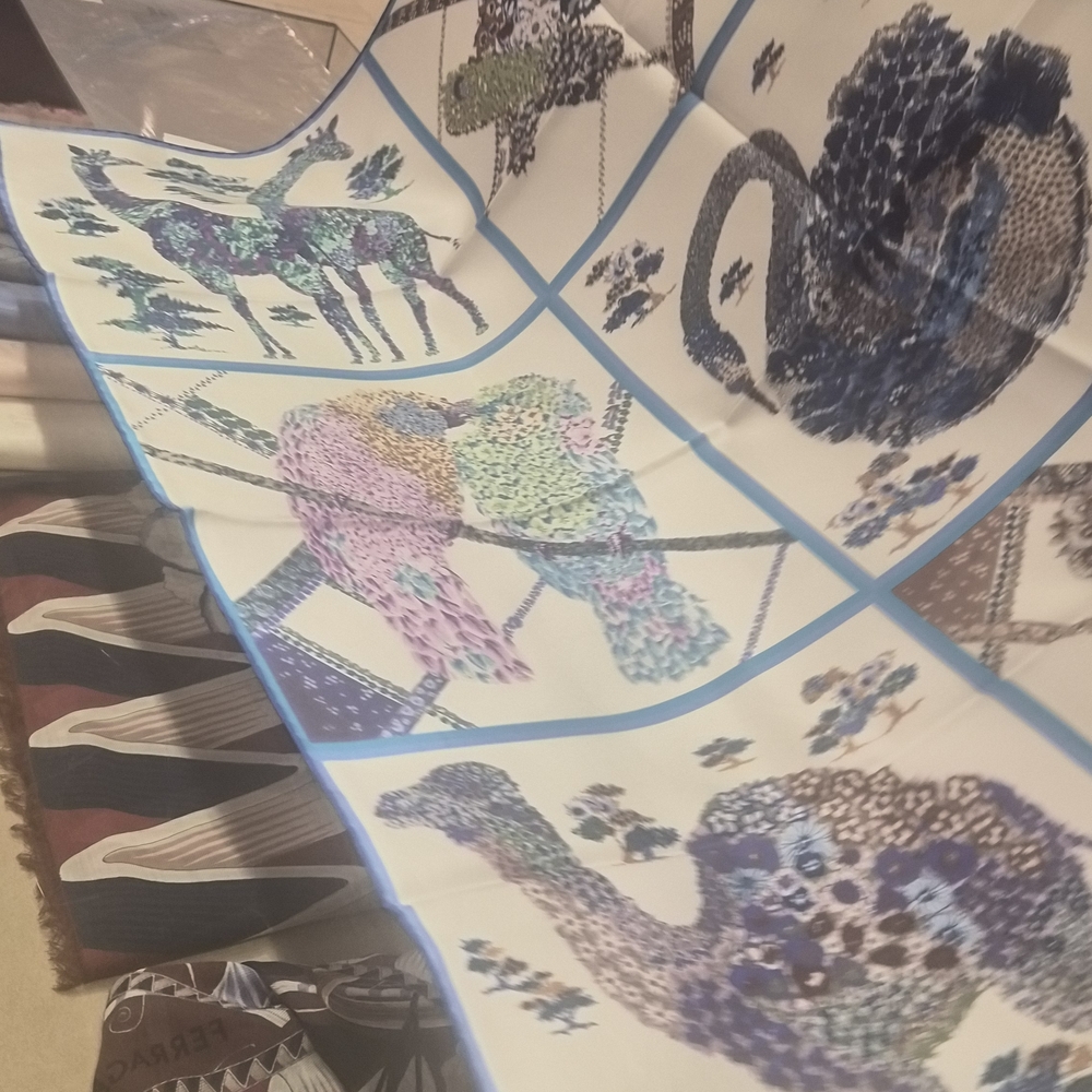 Salvatore Ferragamo Multicolor Animal Print Scarf